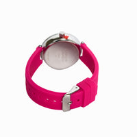 【LLOYD】Romantic Pink Strap Collection 38/40/41 Silver Tone Rhinestone Studded Ridged Silicone Strap Watch