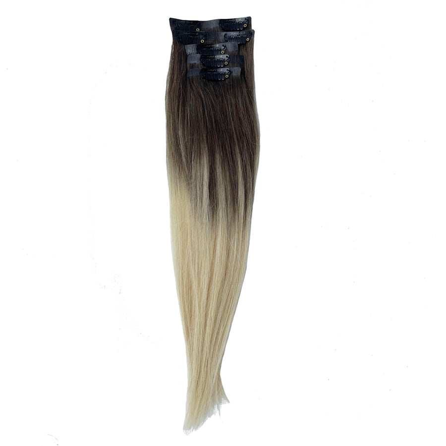 Seamless Clip-In Hair Extensions I Diva (Dark Rooted Average Blonde)