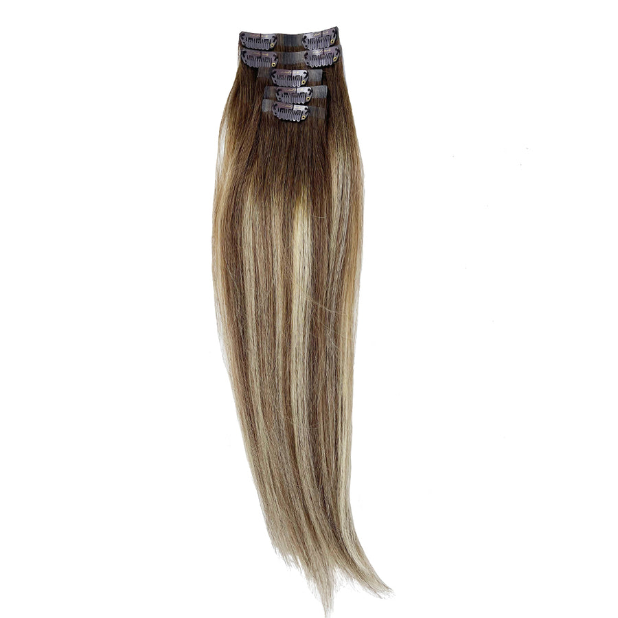 Seamless Clip-In Hair Extensions I Joy (Rooted Dark Blonde)